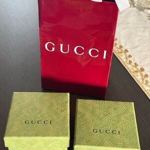 Gucci Red Bag with Green Patterned Boxes